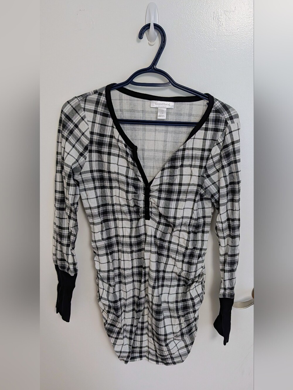 Motherhood Maternity Plaid Henley Shirt - Size Medium